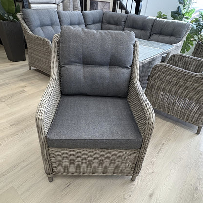 PORTSEA | 7 Seat Poly Rattan Wicker Outdoor Lounge | Grey