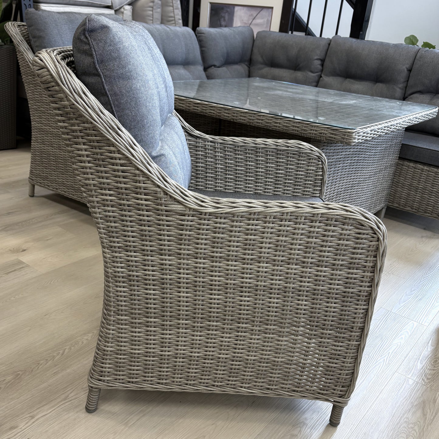PORTSEA | 7 Seat Poly Rattan Wicker Outdoor Lounge | Grey