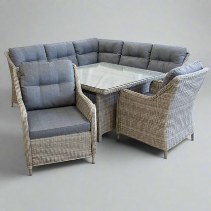 PORTSEA | 7 Seat Poly Rattan Wicker Outdoor Lounge | Grey