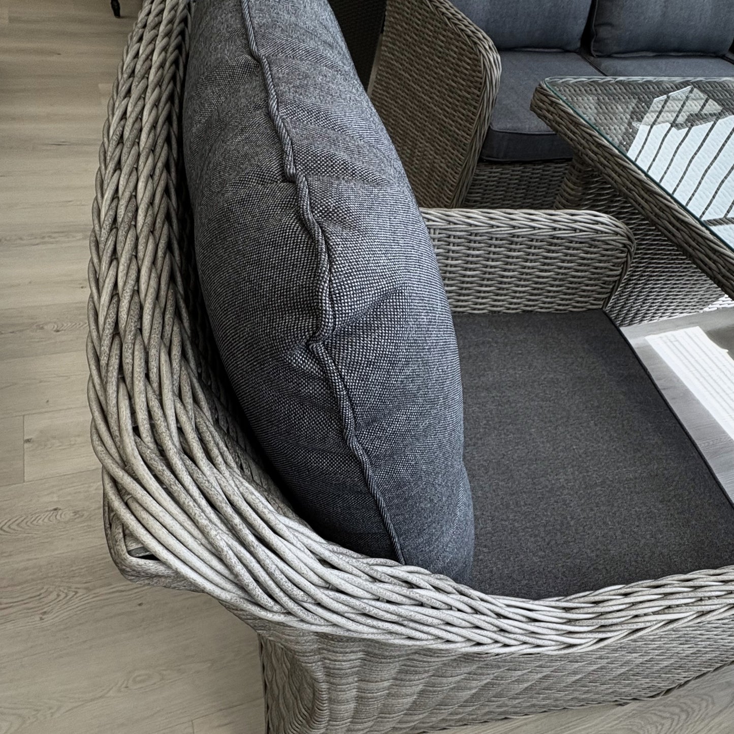 PORTSEA | 7 Seat Poly Rattan Wicker Outdoor Lounge | Grey