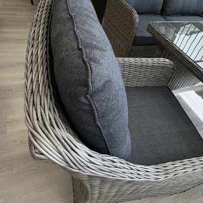 PORTSEA | 7 Seat Poly Rattan Wicker Outdoor Lounge | Grey