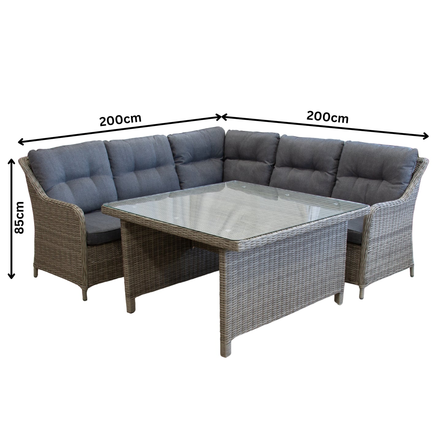 PORTSEA | 7 Seat Poly Rattan Wicker Outdoor Lounge | Grey
