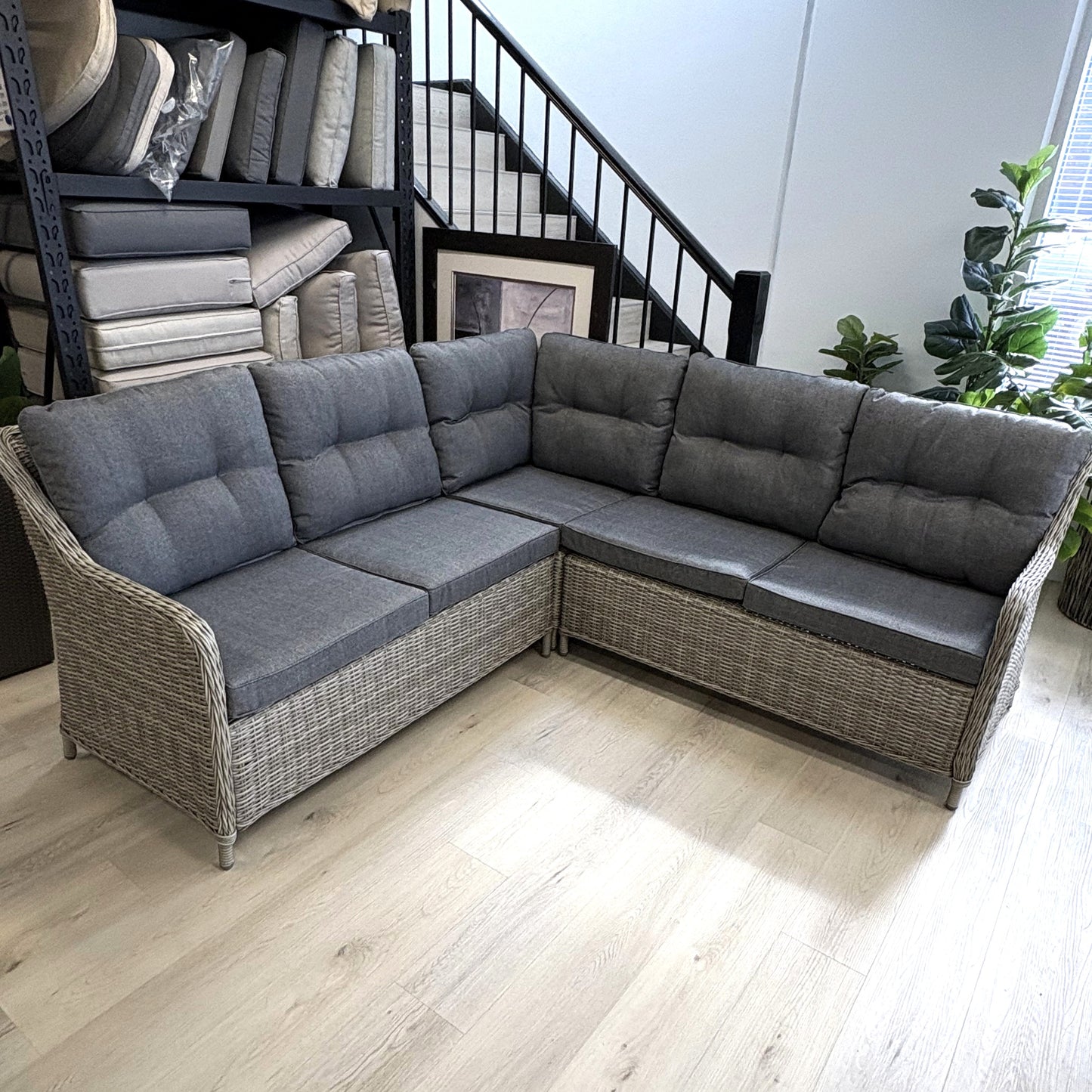 PORTSEA | 7 Seat Poly Rattan Wicker Outdoor Lounge | Grey