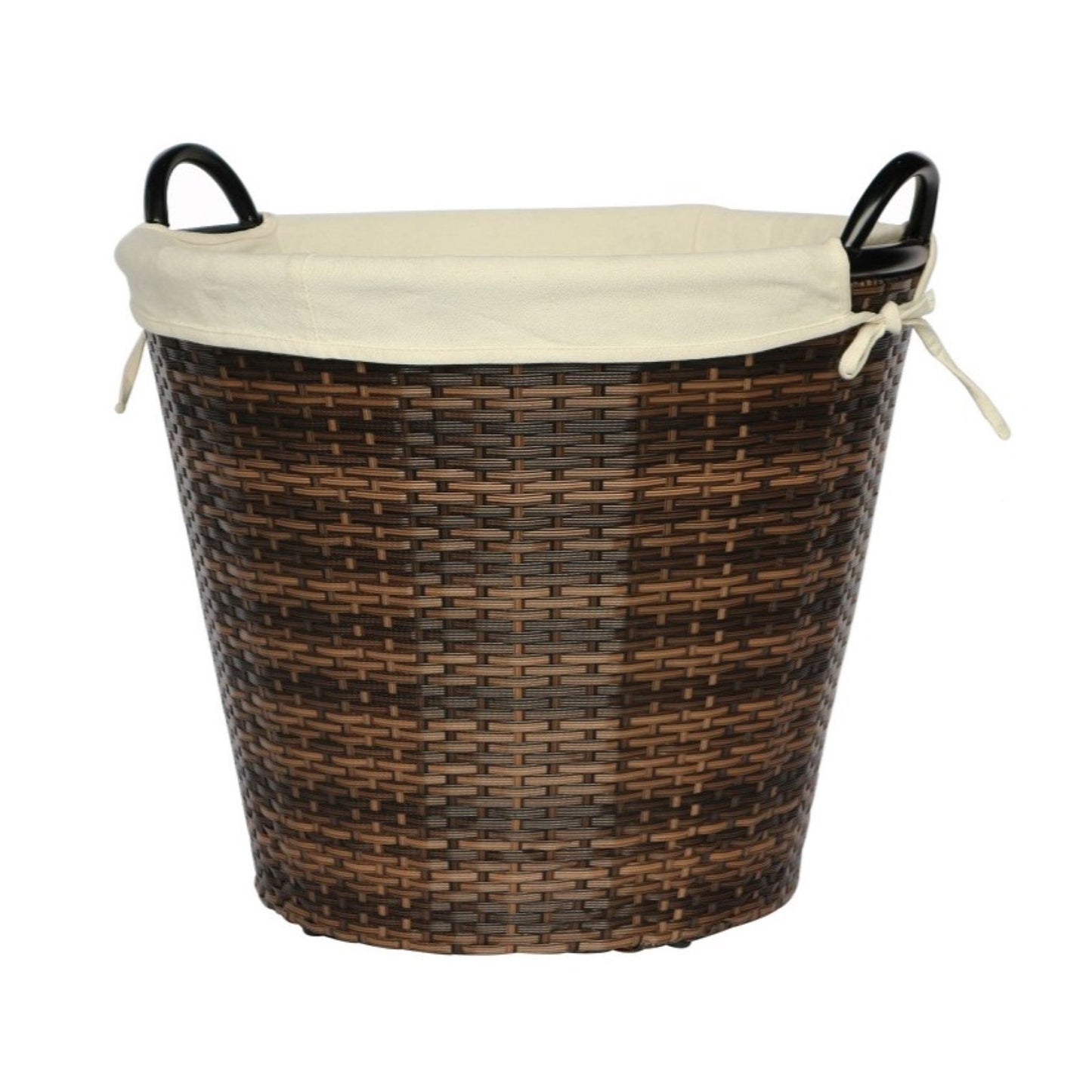 PAPUA Poly Rattan Wicker Large Basket with Fabric Lining - Brown - Direct Factory Furniture Australia