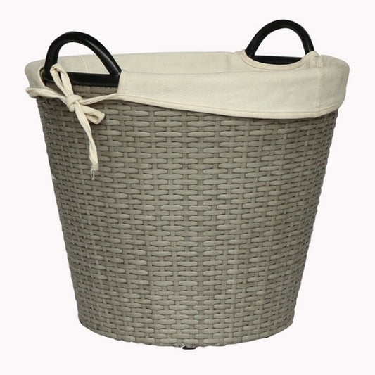 PAPUA Poly Rattan Wicker Large Basket with Fabric Lining - Grey - Direct Factory Furniture Australia