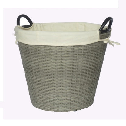 PAPUA 3-Piece Set Poly Rattan Wicker Large Basket with Fabric Lining - Grey - Direct Factory Furniture Australia