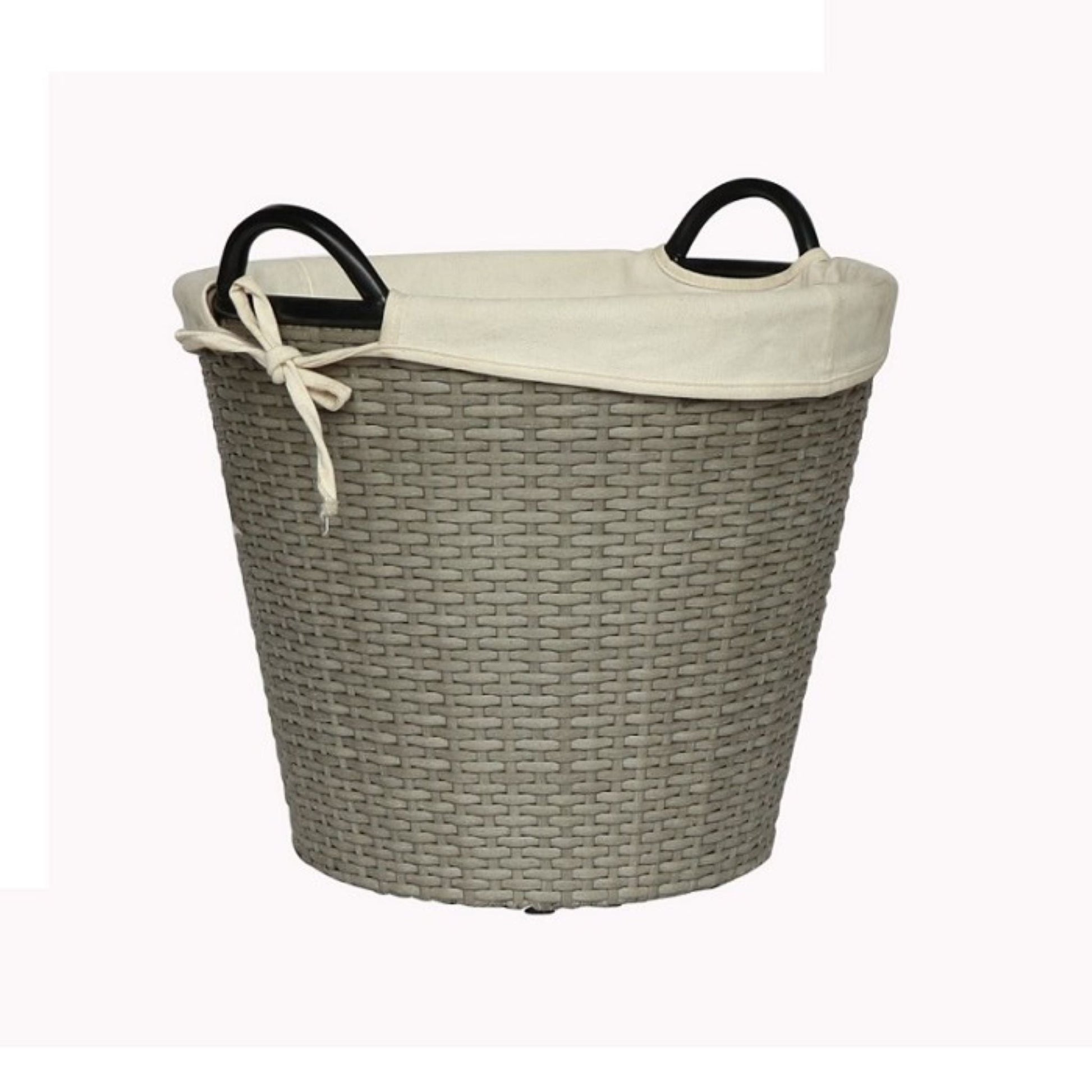 PAPUA Poly Rattan Wicker Large Basket with Fabric Lining - Grey - Direct Factory Furniture Australia