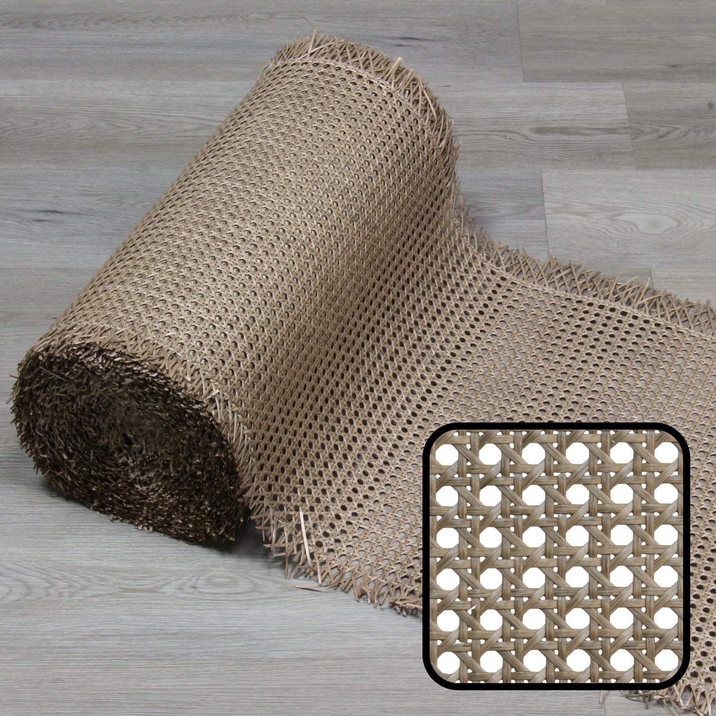 PLASTIC Rattan Cane Webbing | HEX Circle | ASH BROWN