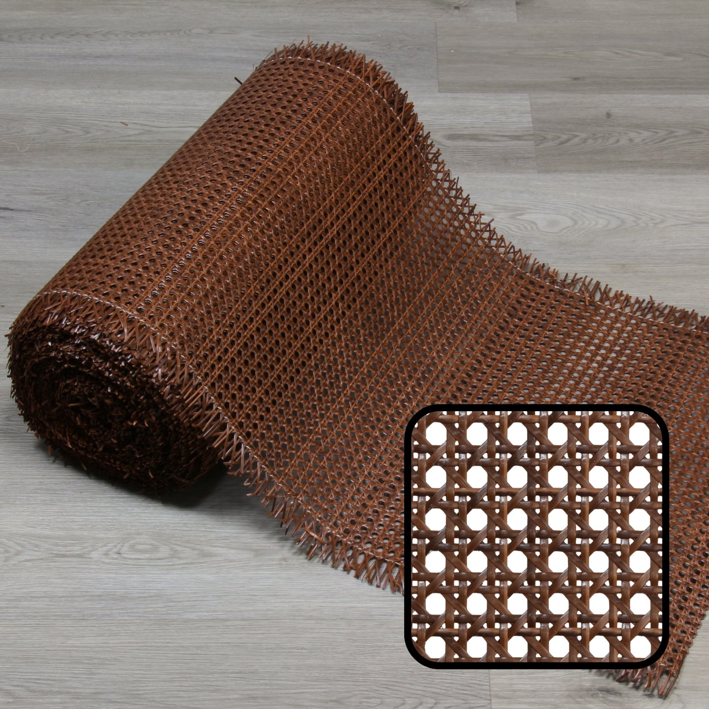 PLASTIC Rattan Cane Webbing | HEX Circle | COFFEE BROWN