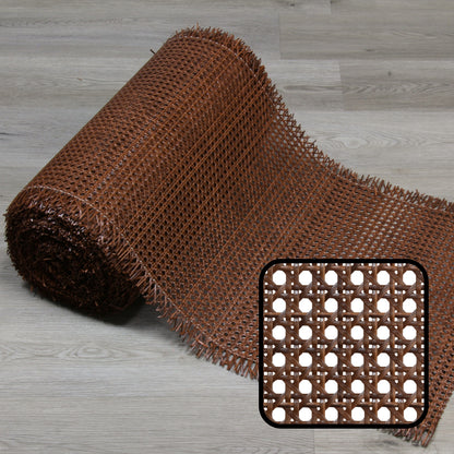 PLASTIC Rattan Cane Webbing | HEX Circle | COFFEE BROWN