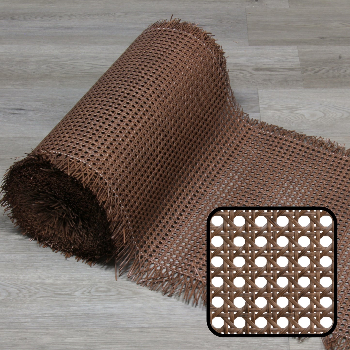PLASTIC Rattan Cane Webbing | HEX Circle | WALNUT BROWN