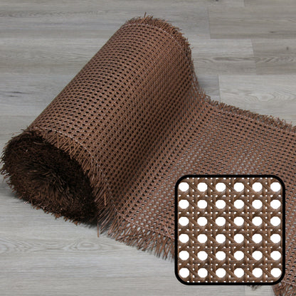 PLASTIC Rattan Cane Webbing | HEX Circle | WALNUT BROWN