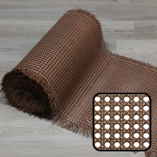 PLASTIC Rattan Cane Webbing | HEX Circle | WALNUT BROWN