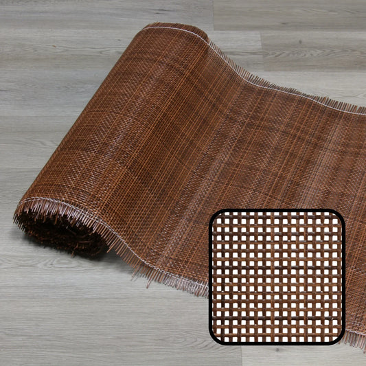 PLASTIC Rattan Cane Webbing | RADIO Square | COFFEE BROWN - S-HEX-COFFEEB-60-1 - Direct Factory Furniture Australia