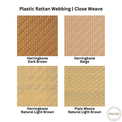 Plastic Natural Rattan Cane Webbing Roll Close Weave Herringbone Plain  Colour Compare Sample