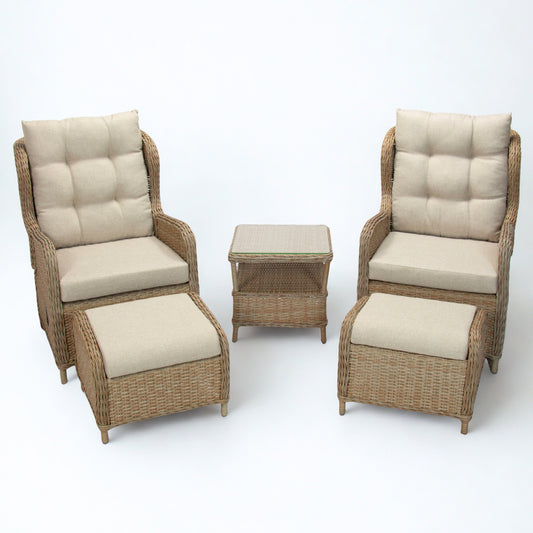 ROSA | 2 Seater Poly Rattan Wicker Outdoor Lounge Set | Natural