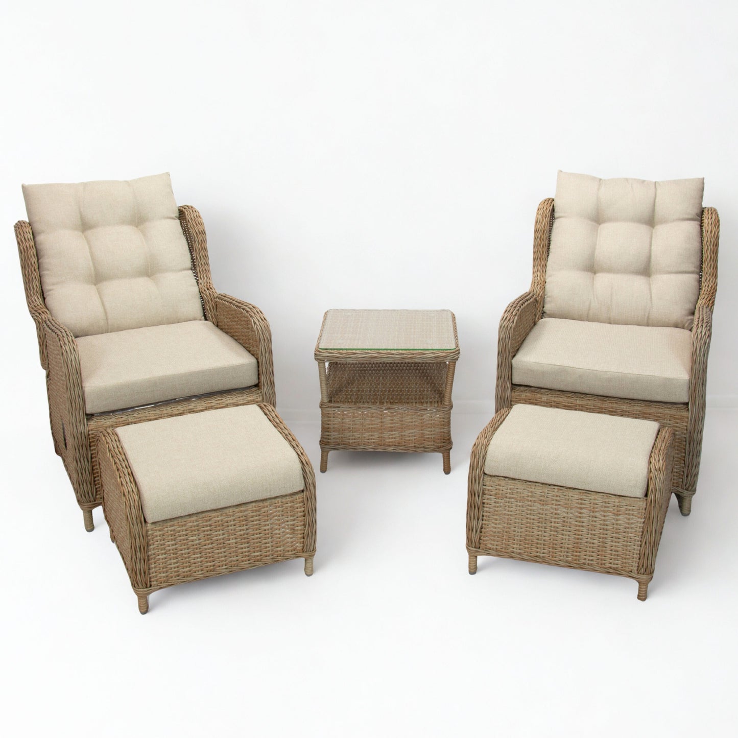 ROSA | 2 Seater Poly Rattan Wicker Outdoor Lounge Set | Natural