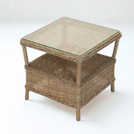 ROSA | 2 Seater Poly Rattan Wicker Outdoor Lounge Set | Natural - PL-F18048A-RS-NAT-BRN - Direct Factory Furniture Australia