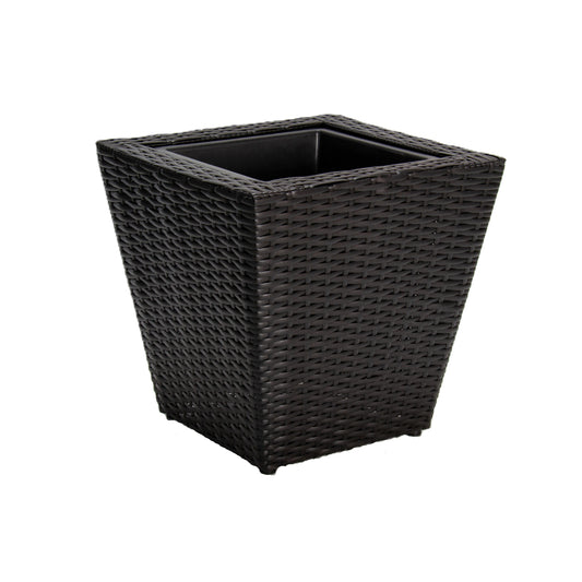 SERENO Poly Rattan Wicker Planter Pot - Black
