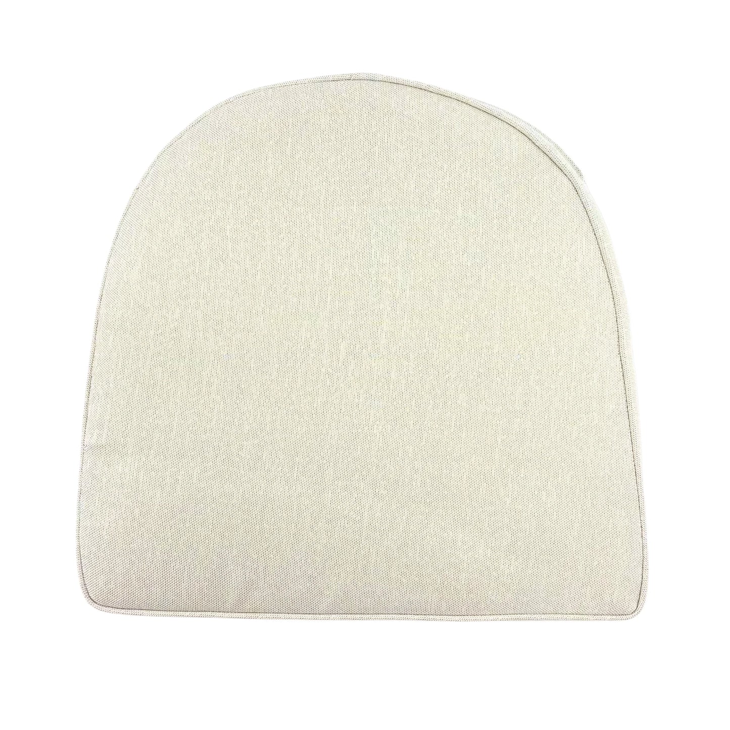 Cream outdoor chair cushion for rattan wicker furniture, durable woven fabric, curved design