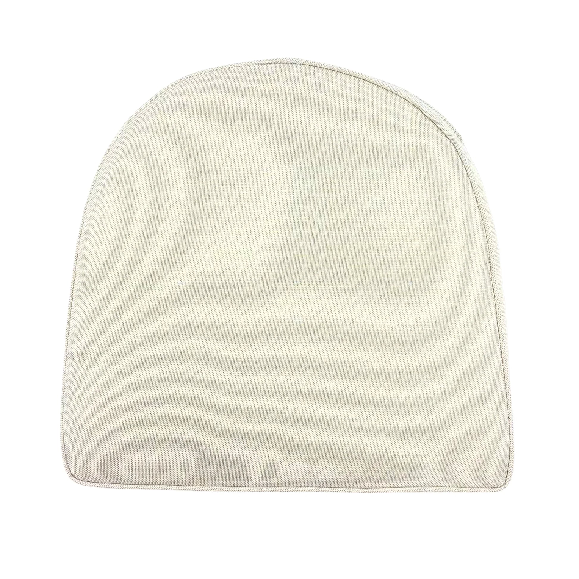 Cream outdoor chair cushion for rattan wicker furniture, durable woven fabric, curved design
