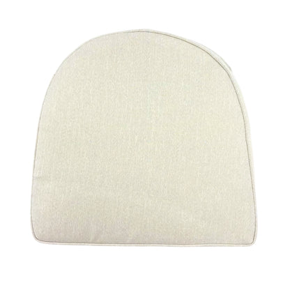 Cream outdoor chair cushion for rattan wicker furniture, durable woven fabric, curved design