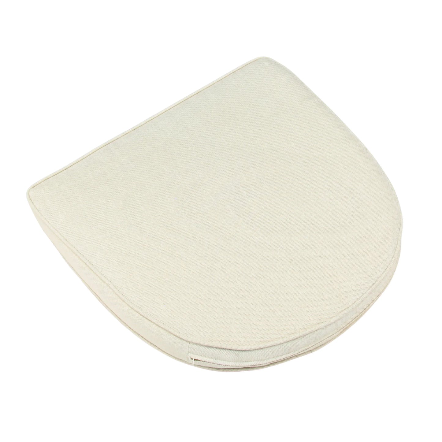Cream outdoor wicker chair cushion for patio furniture, durable fabric, semi-circular design
