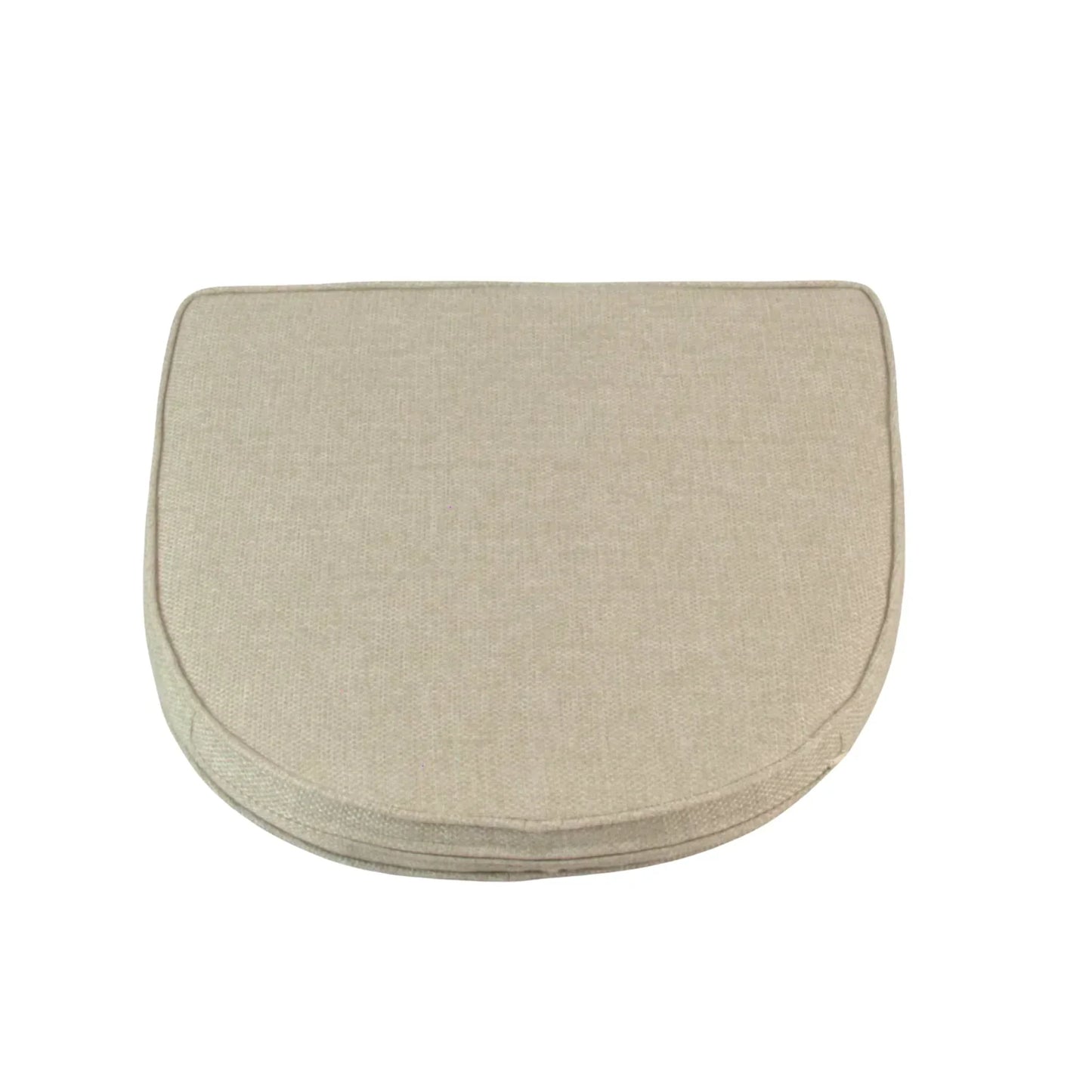 Beige half-moon outdoor cushion for rattan wicker furniture, durable fabric, Melbourne Australia