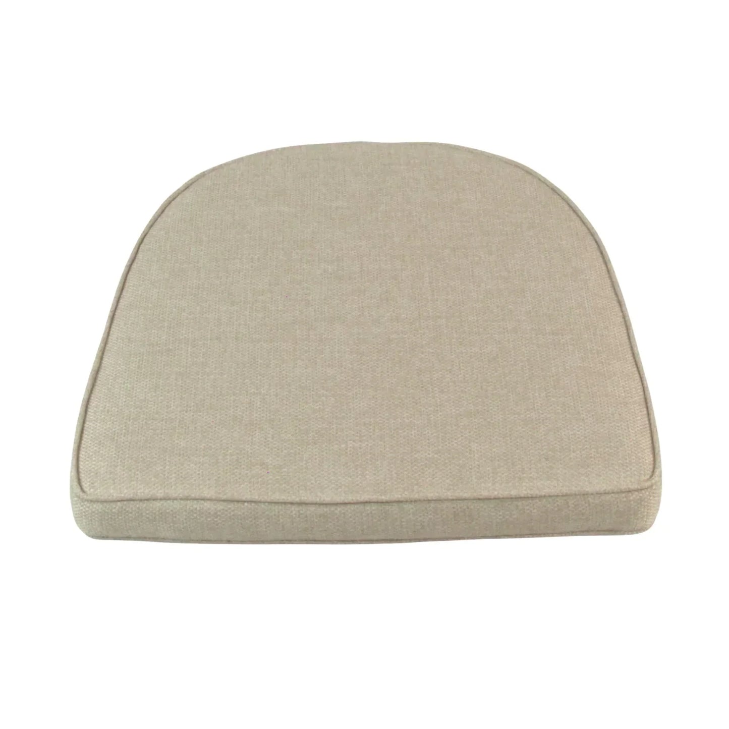 Beige outdoor chair cushion for rattan wicker furniture, durable fabric, curved design