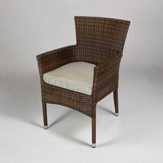 CALOR | Poly Rattan Wicker Stackable Outdoor Dining Chair | Dark Brown