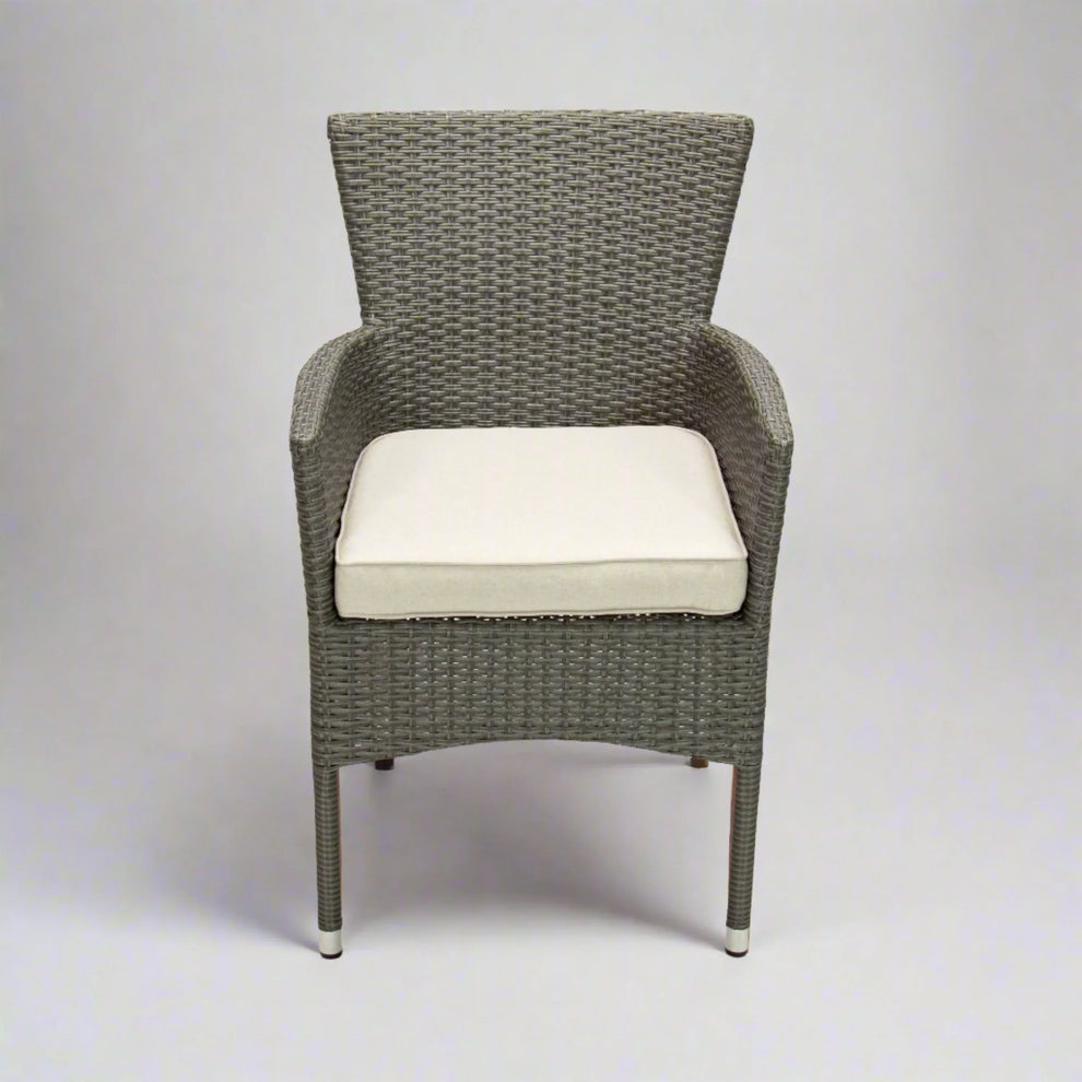 CALOR | Poly Rattan Wicker Stackable Outdoor Dining Chair | Grey ...