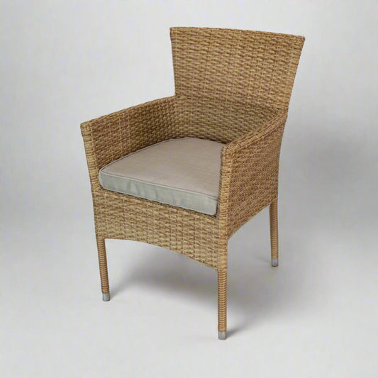 CALOR | Poly Rattan Wicker Stackable Outdoor Dining Chair | Light Brown