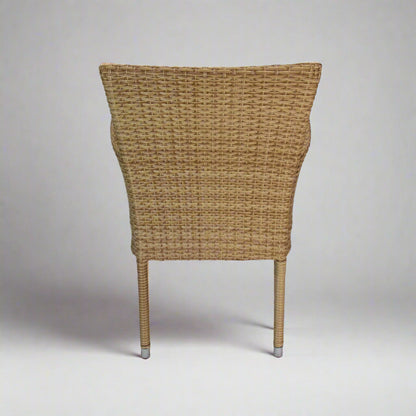 CALOR | Poly Rattan Wicker Stackable Outdoor Dining Chair | Light Brown