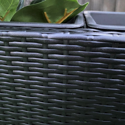 VALLARTA Poly Rattan Wicker Large Planter Pot - Black - Direct Factory Furniture Australia