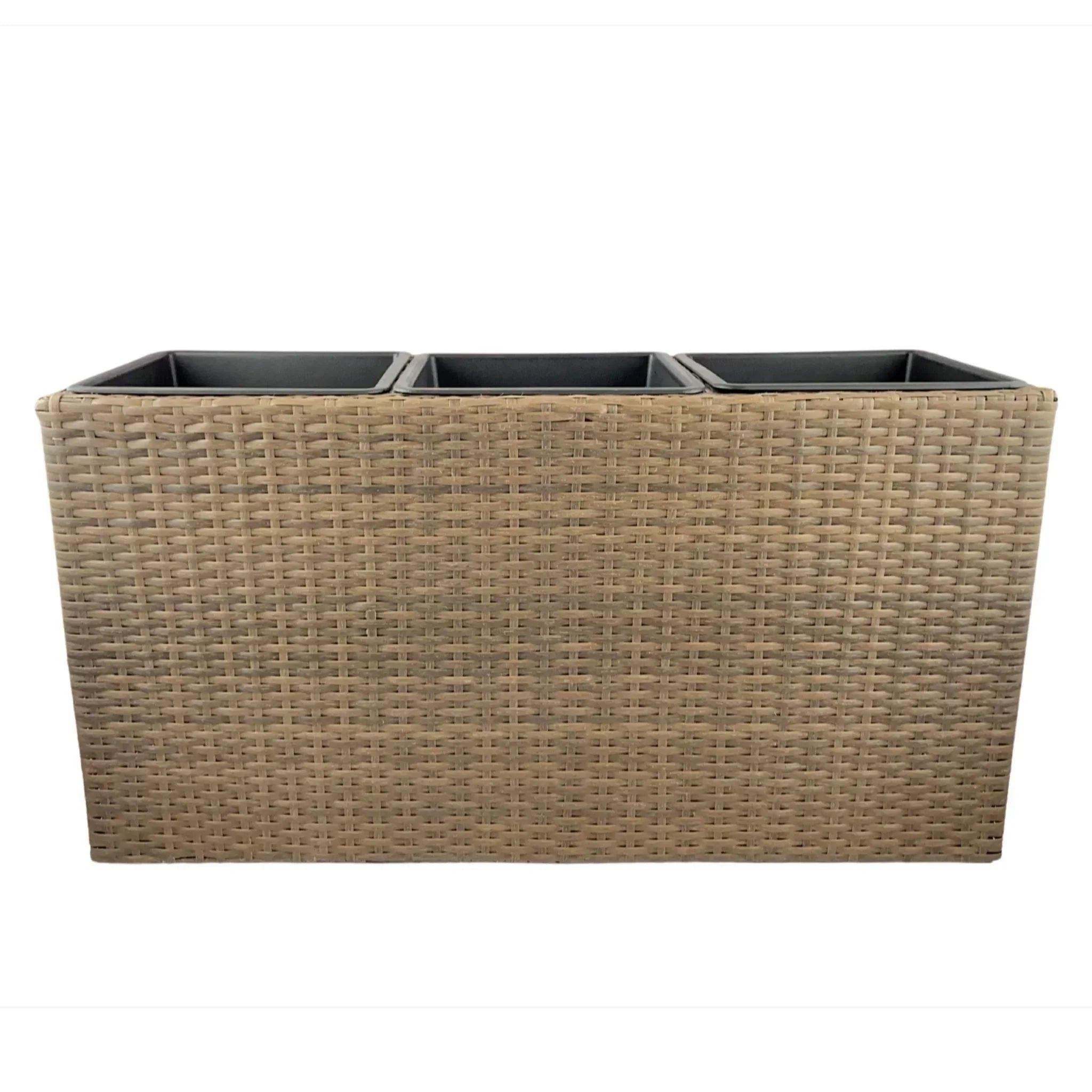 VALLARTA Poly Rattan Wicker Large Planter Pot - Light Brown – Direct ...