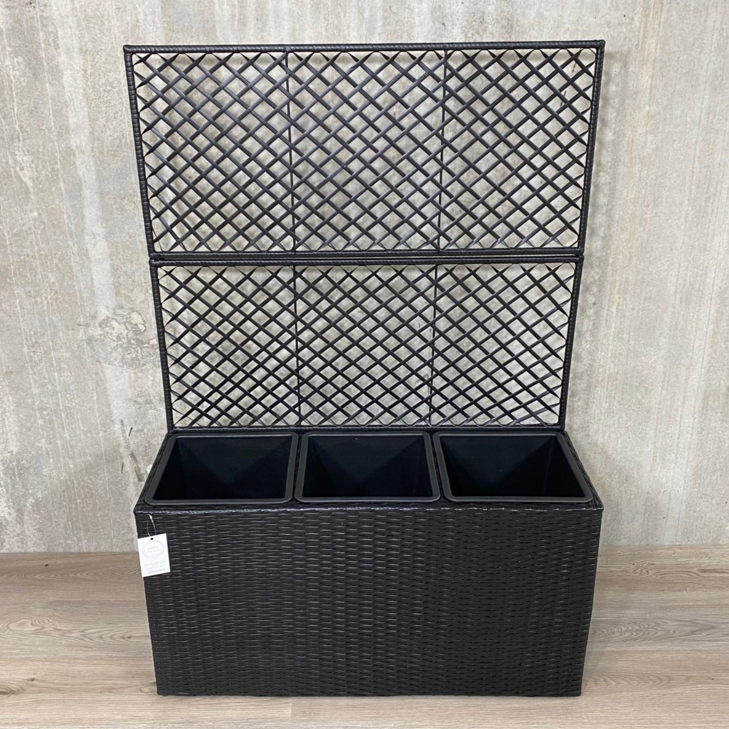 VIOLA Poly Rattan Wicker Large Planter Pot with Trellis - Black - Direct Factory Furniture Australia