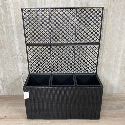 VIOLA Poly Rattan Wicker Large Planter Pot with Trellis - Black - Direct Factory Furniture Australia