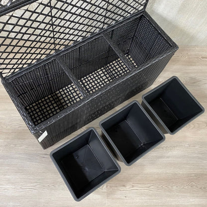 VIOLA Poly Rattan Wicker Large Planter Pot with Trellis - Black - Direct Factory Furniture Australia