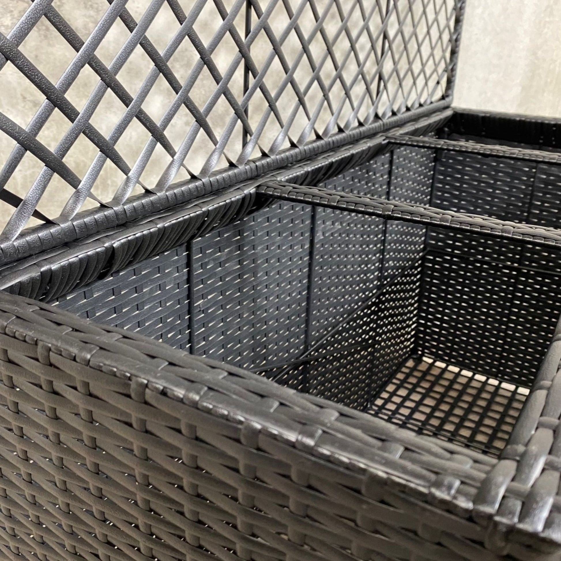 VIOLA Poly Rattan Wicker Large Planter Pot with Trellis - Black - Direct Factory Furniture Australia