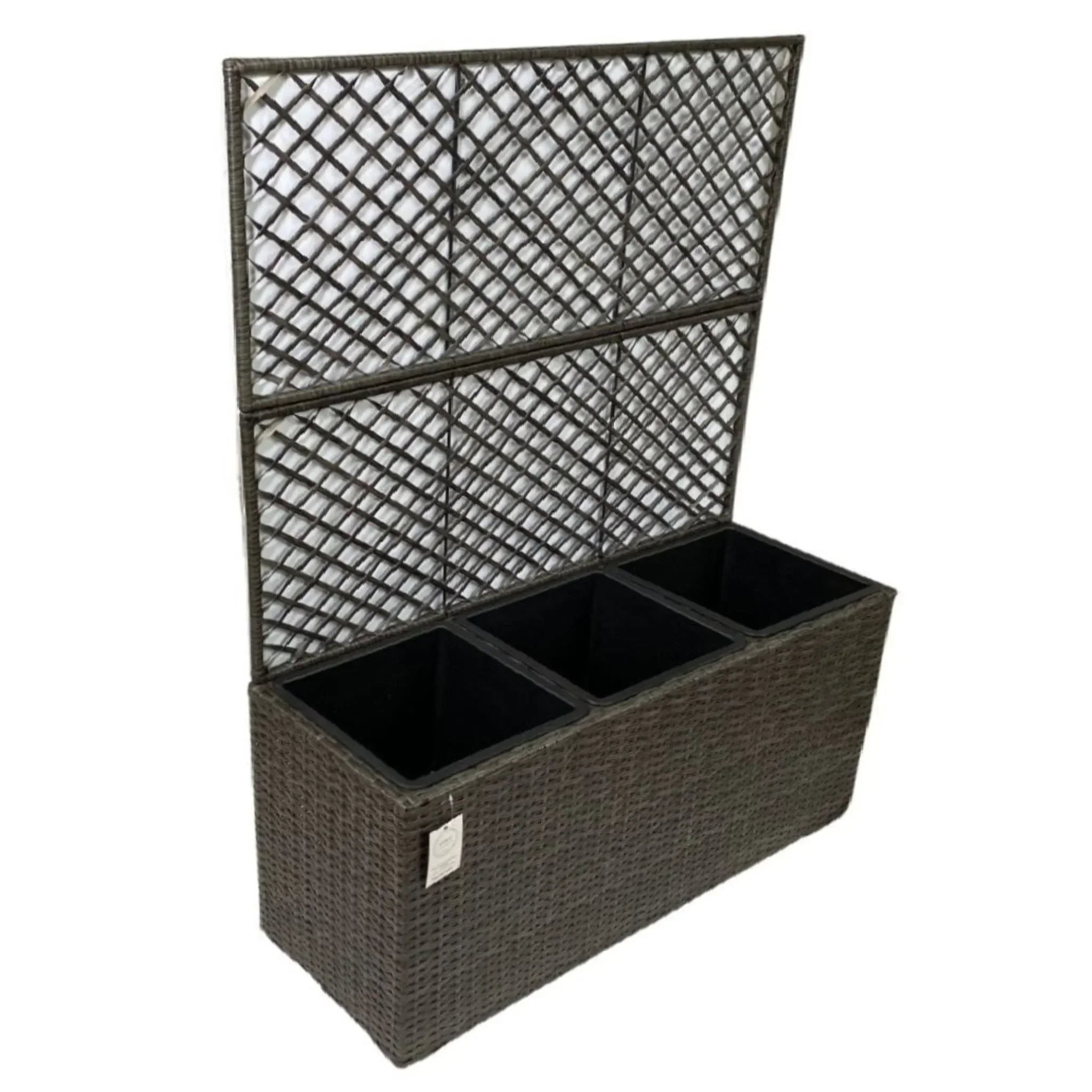 VIOLA Poly Rattan Wicker Large Planter Pot with Trellis - Grey – Direct ...
