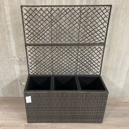 VIOLA Poly Rattan Wicker Large Planter Pot with Trellis - Grey - Direct Factory Furniture Australia