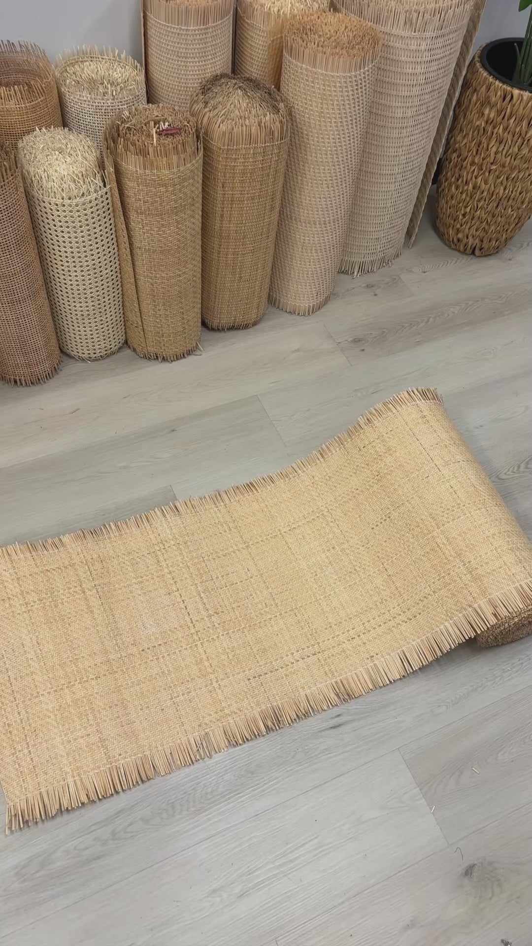 Natural_Rattan_Cane_Closed_HerringBone_Honey_Brown_Colour_Video