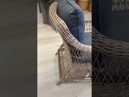 AMOIR | Poly Rattan Wicker Outdoor Dining Chair | Natural Brown
