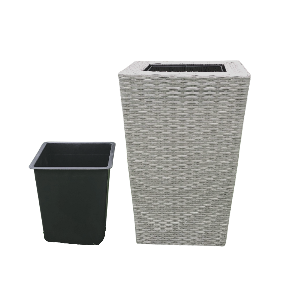 KENROKU Poly Rattan Wicker Large Planter Pot - Grey - Direct Factory Furniture Australia