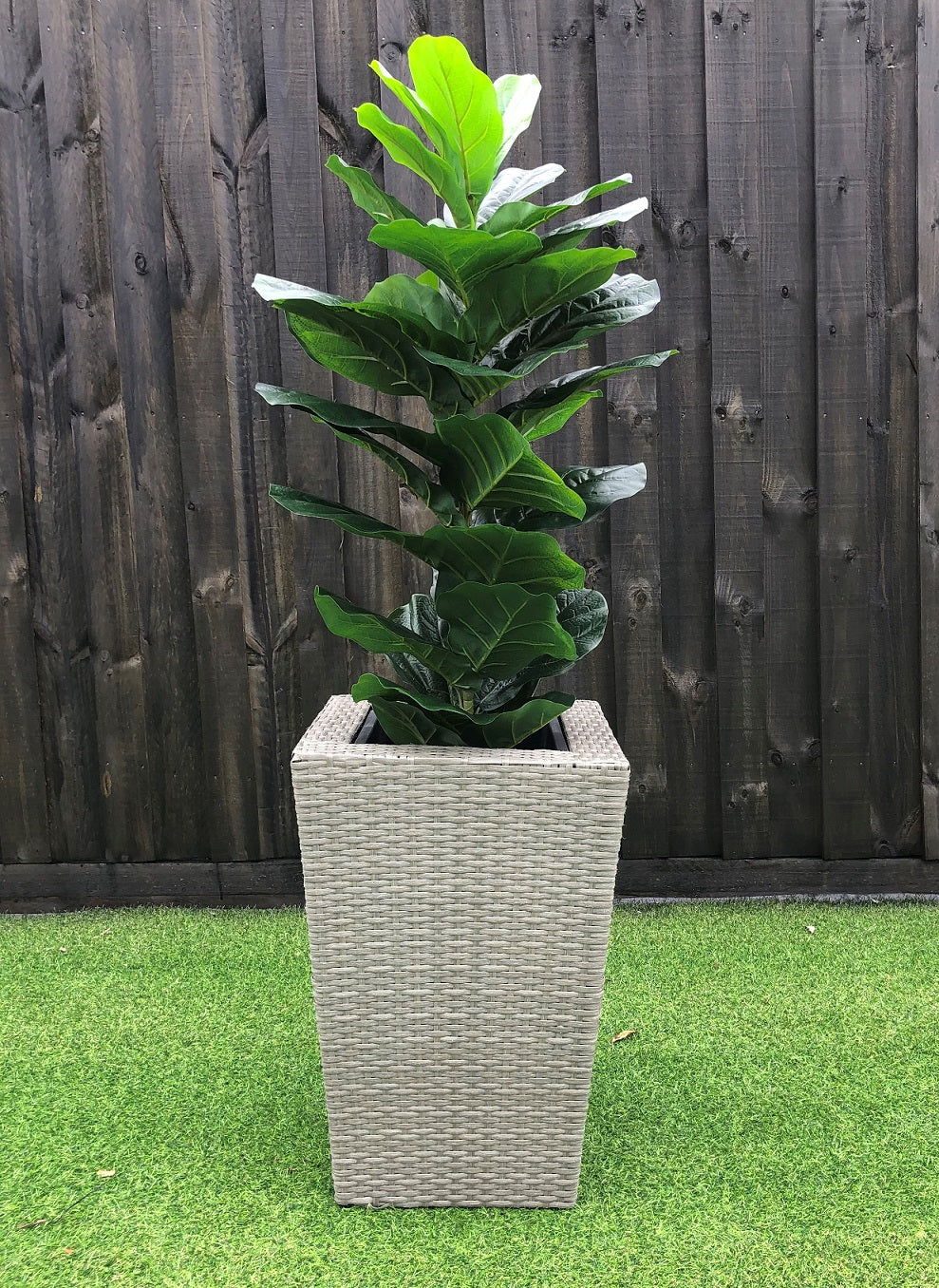 KENROKU Poly Rattan Wicker Large Planter Pot - Grey - Direct Factory Furniture Australia