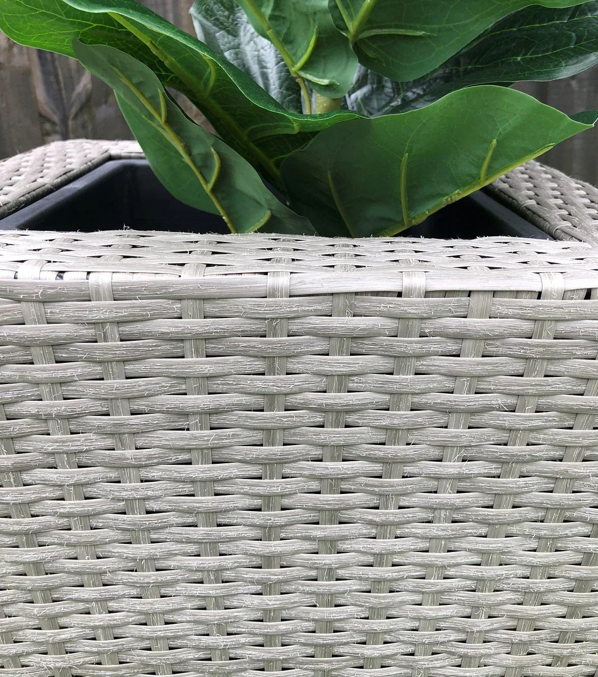 grey rattan plant pots Kenroku Large Tall Outdoor Indoor Wicker Poly Rattan Planter Flowers Garden Pots