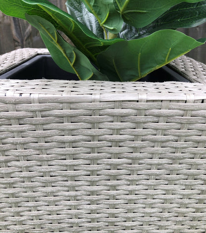 KENROKU Poly Rattan Wicker Large Planter Pot - Grey - Direct Factory Furniture Australia