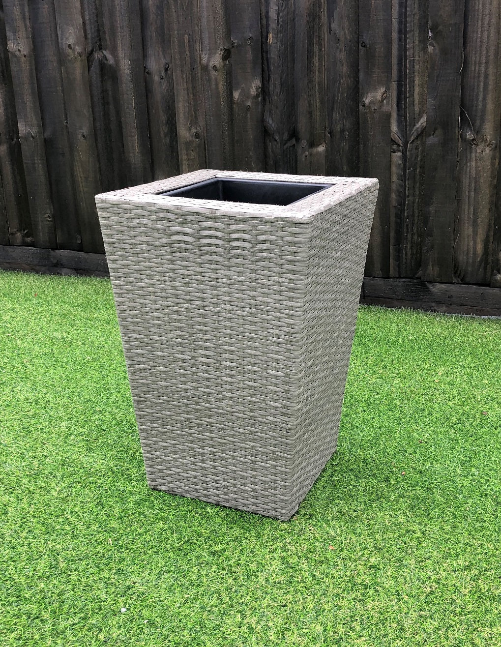 KENROKU Poly Rattan Wicker Large Planter Pot - Grey - Direct Factory Furniture Australia