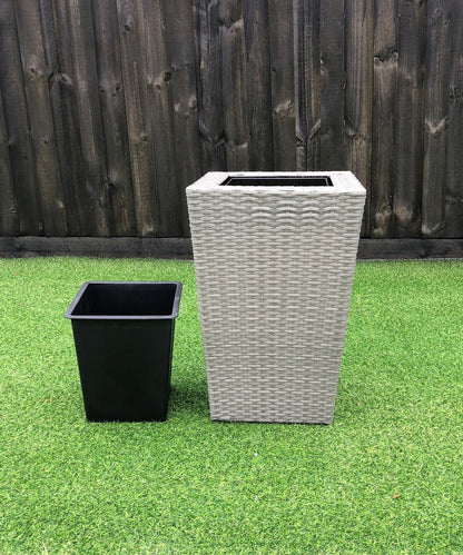 KENROKU Poly Rattan Wicker Large Planter Pot - Grey - Direct Factory Furniture Australia